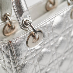Christian Dior Lady Dior Small Metallic Silver