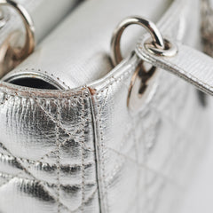 Christian Dior Lady Dior Small Metallic Silver