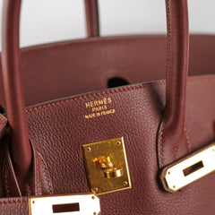 Hermes Birkin 35 Fjord Dark Brown Stamp A Square