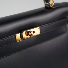 Hermes Kelly 32 Box Calf Black - E Square