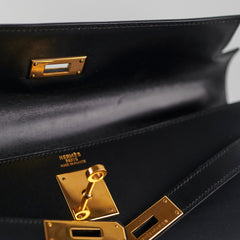 Hermes Kelly 32 Box Calf Black - E Square