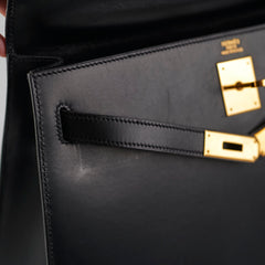 Hermes Kelly 32 Box Calf Black - E Square