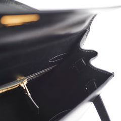 Hermes Kelly 32 Box Calf Black - E Square