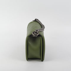 Chanel Old Medium Boy Lambskin Oilve Green