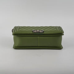 Chanel Old Medium Boy Lambskin Oilve Green