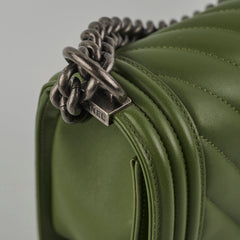 Chanel Old Medium Boy Lambskin Oilve Green
