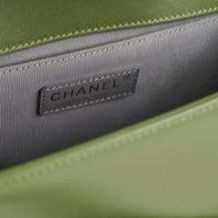 Chanel Old Medium Boy Lambskin Oilve Green