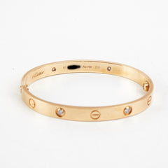 Cartier Love Diamond Bracelet Yellow Gold Size 17