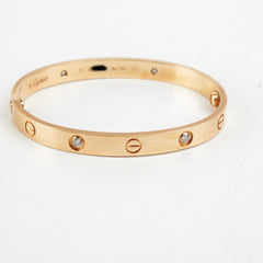 Cartier Love Diamond Bracelet Yellow Gold Size 17