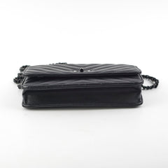 Chanel Chevron Reissue WOC Lambskin Wallet On Chain Black