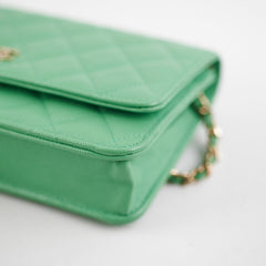 Deal of The Week - Chanel Wallet On Chain WOC Caviar Green Crossbody - Series 31