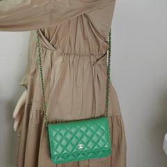 Deal of The Week - Chanel Wallet On Chain WOC Caviar Green Crossbody - Series 31
