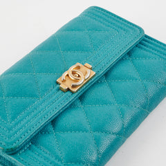 Chanel Boy Caviar Turquoise 28 Series