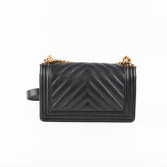 Chanel Old Medium Boy Chevron Caviar Black
