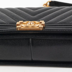 Chanel Old Medium Boy Chevron Caviar Black