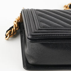 Chanel Old Medium Boy Chevron Caviar Black