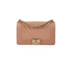 Chanel Old Medium Boy Chevron Caviar Beige- Series 25