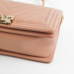 Chanel Old Medium Boy Chevron Caviar Beige- Series 25