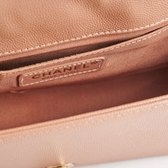 Chanel Old Medium Boy Chevron Caviar Beige- Series 25