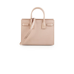 Saint Laurent Croc Embossed Sac De Jour Blush Pink