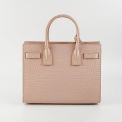 Saint Laurent Croc Embossed Sac De Jour Blush Pink