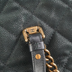 Chanel Caviar Turnlock Top Handle Tote Bag Black