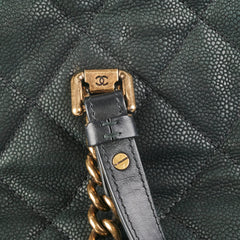 Chanel Caviar Turnlock Top Handle Tote Bag Black
