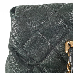 Chanel Caviar Turnlock Top Handle Tote Bag Black