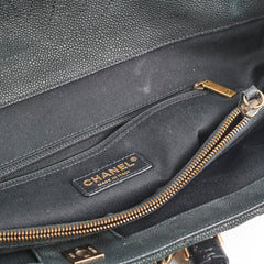 Chanel Caviar Turnlock Top Handle Tote Bag Black