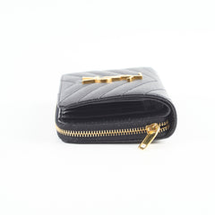 Saint Laurent Cassandre Matelassé Compact Zip Wallet Black