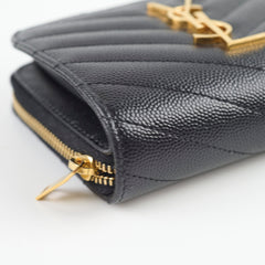 Saint Laurent Cassandre Matelassé Compact Zip Wallet Black