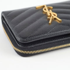 Saint Laurent Cassandre Matelassé Compact Zip Wallet Black