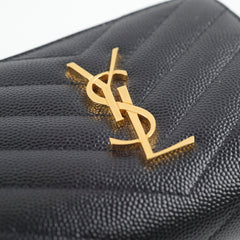 Saint Laurent Cassandre Matelassé Compact Zip Wallet Black