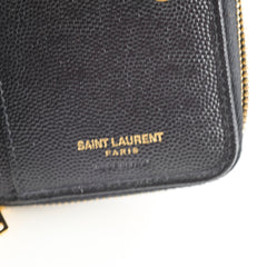 Saint Laurent Cassandre Matelassé Compact Zip Wallet Black