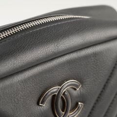 Chanel Diagonal Chevron Quilted Tassel Camera Bag Black