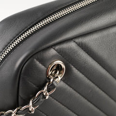 Chanel Diagonal Chevron Quilted Tassel Camera Bag Black