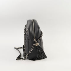 Chanel Diagonal Chevron Quilted Tassel Camera Bag Black