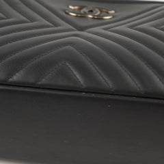 Chanel Diagonal Chevron Quilted Tassel Camera Bag Black