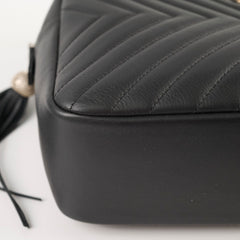 Chanel Diagonal Chevron Quilted Tassel Camera Bag Black
