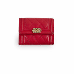 Chanel Boy Card Holder Caviar Red