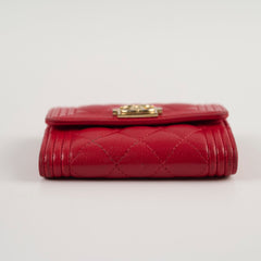 Chanel Boy Card Holder Caviar Red