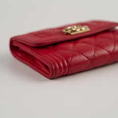 Chanel Boy Card Holder Caviar Red
