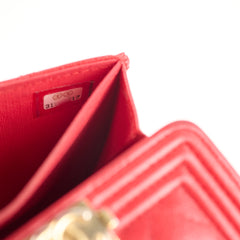 Chanel Boy Card Holder Caviar Red