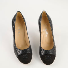 Chanel Leather Quilted Pumps Black Size 37 C