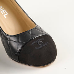 Chanel Leather Quilted Pumps Black Size 37 C