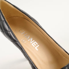 Chanel Leather Quilted Pumps Black Size 37 C