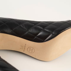 Chanel Leather Quilted Pumps Black Size 37 C