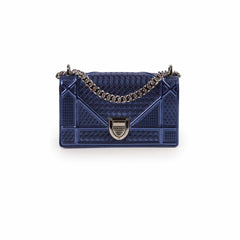 Dior Mini Diorama Blue Metallic