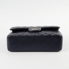 Chanel Small Lambskin Classic Flap Mettalic Navy Series 24