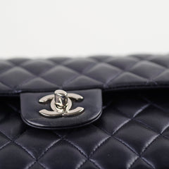 Chanel Small Lambskin Classic Flap Mettalic Navy Series 24